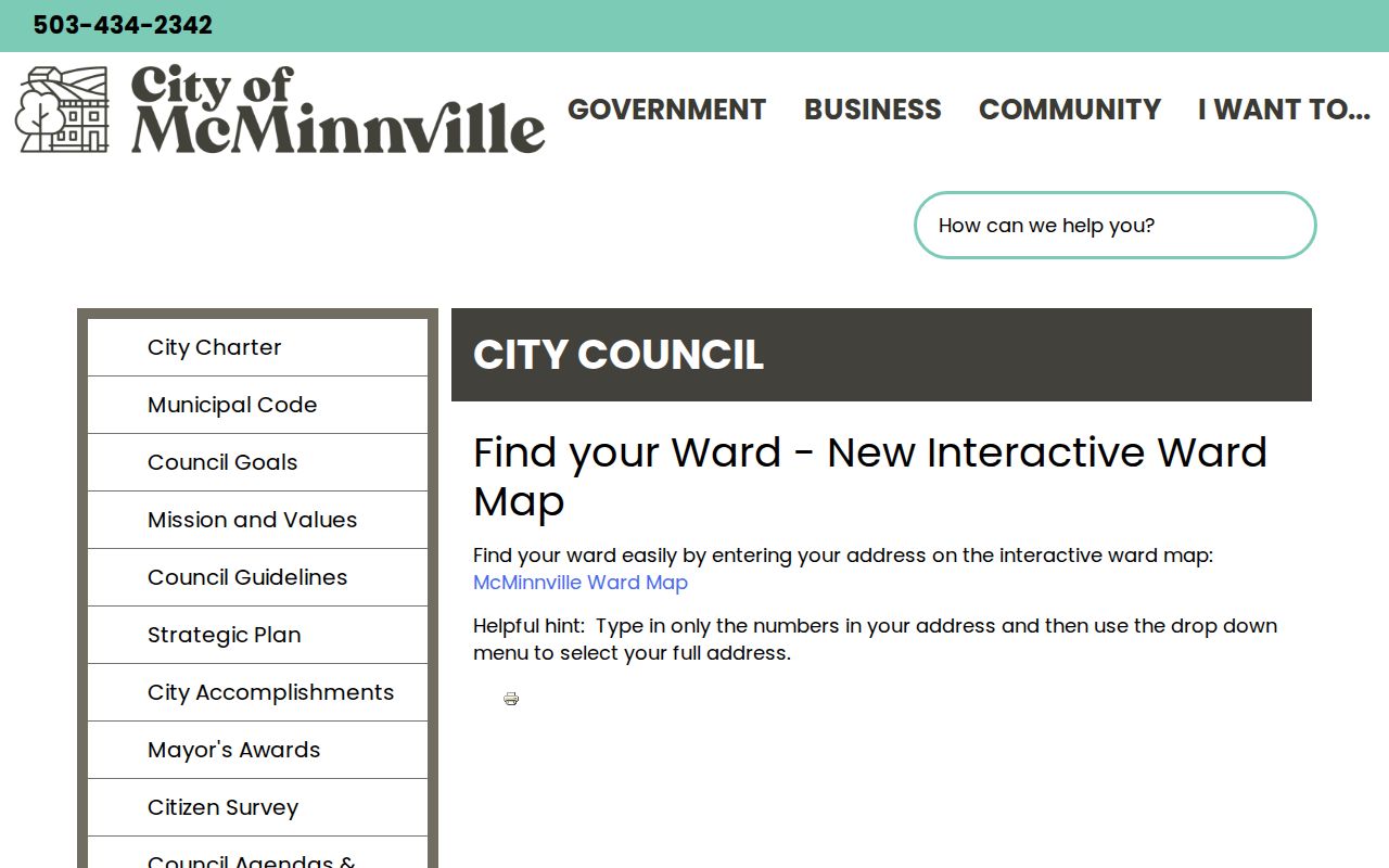 McMinnville ZIP code ward-map address lookup