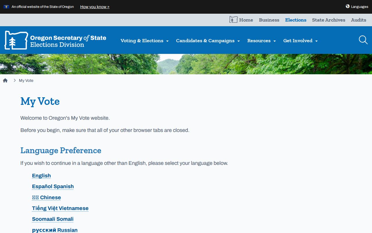 McMinnville residents directory Oregon My Vote self-service portal