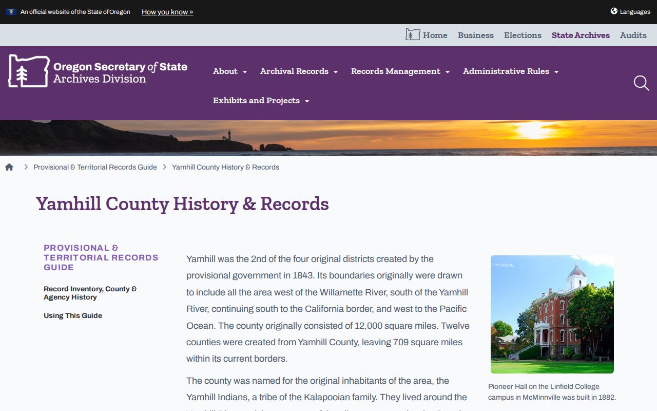 McMinnville city directory timeline supported by Oregon State Archives Yamhill records