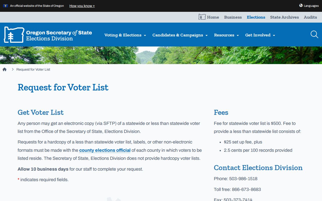 McMinnville neighbors and Oregon voter list request information