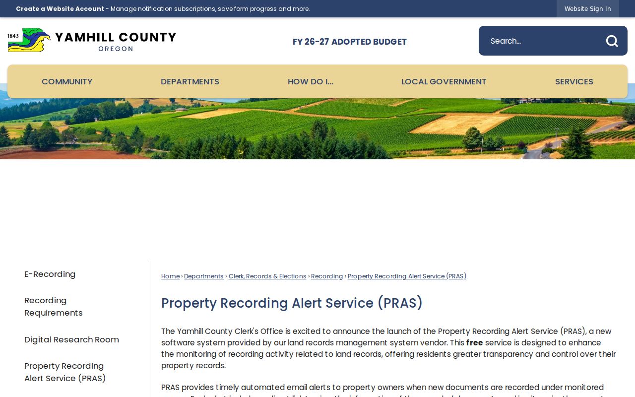 McMinnville street directory Property Recording Alert Service